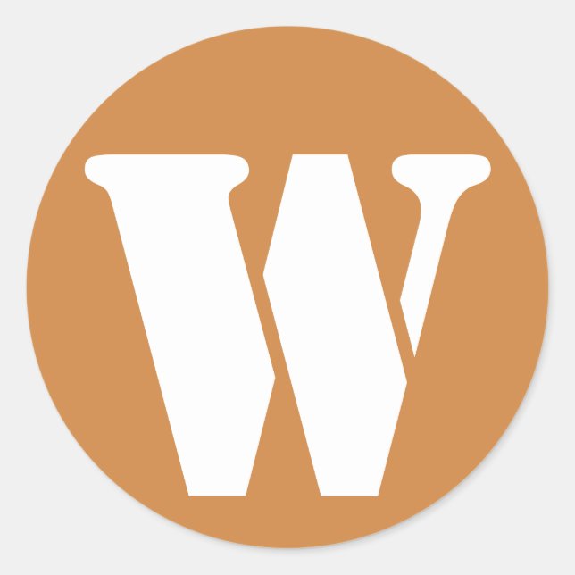 Letter W Peru Gold Stencil Alphabet by Janz Classic Round Sticker (Front)