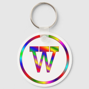 Letter W Rainbow Keychain