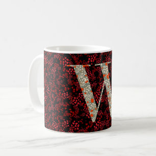 Letter W red and burgundy liberty Coffee Mug
