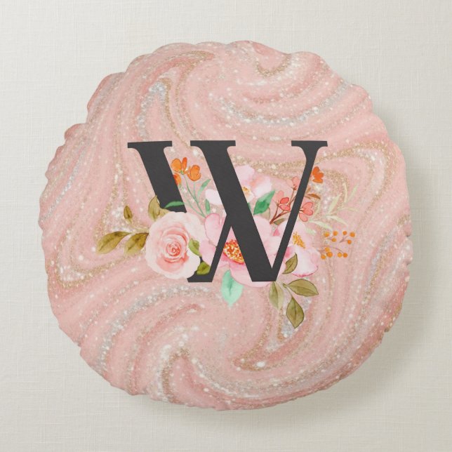 Letter W Round Pillow (Front)