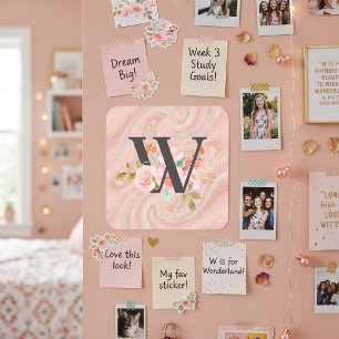Letter W Square Sticker