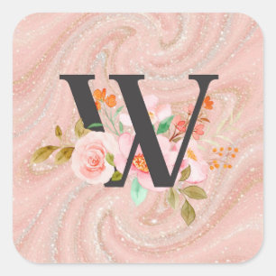 Letter W Square Sticker