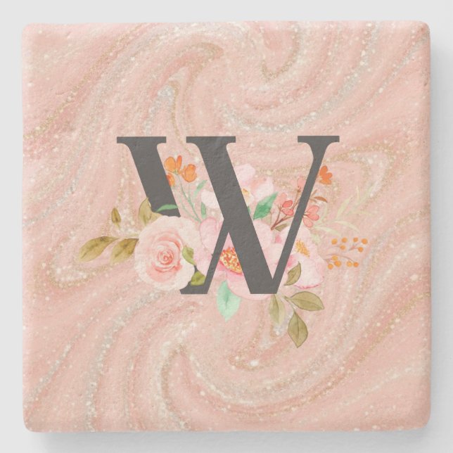 Letter W Stone Coaster (Front)