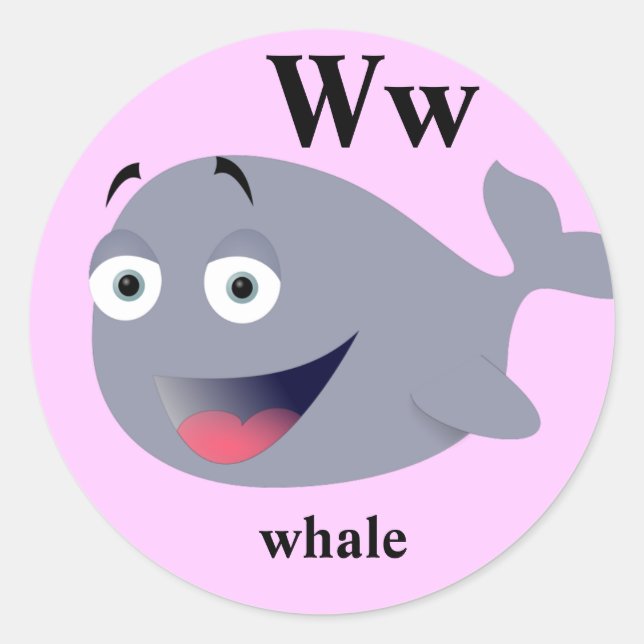 Letter W whale Stickers (Front)