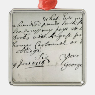 Letter written by Handel, June 1716 Metal Ornament