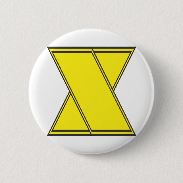 letter x 2 inch round button (Front)