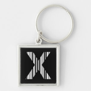 LETTER X BAR CODE First Initial Barcode Pattern Keychain