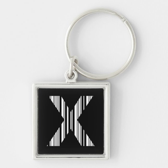LETTER X BAR CODE First Initial Barcode Pattern Keychain (Front)