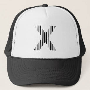 LETTER X BAR CODE First Initial Barcode Pattern Trucker Hat