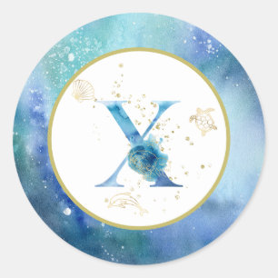 *~*  LETTER X  - Beach Nautical Envelope  Sticker
