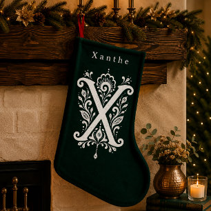 Letter X Botanical Monogram Personalized Stocking