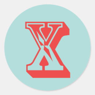 Letter X carnival style monogram initial favour Classic Round Sticker