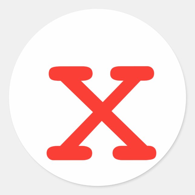 Letter X Classic Round Sticker (Front)