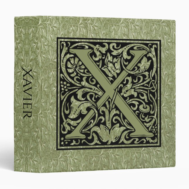 Letter X First Letter Monogram Binder (Front/Spine)