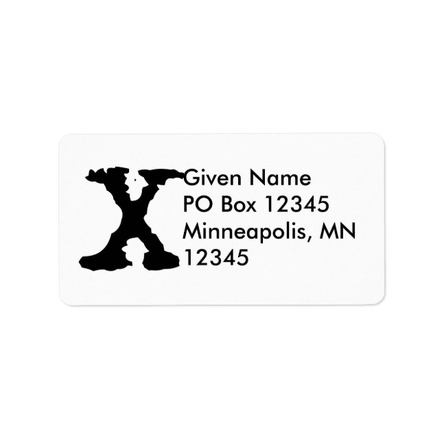 Letter X Label (Front)