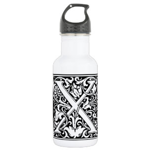 Letter X Medieval Monogram Art Nouveau 532 Ml Water Bottle