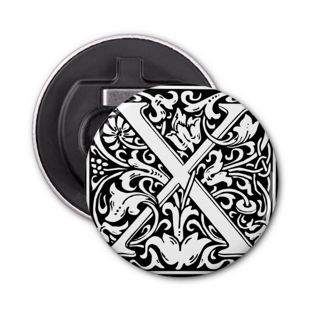 Letter X Medieval Monogram Art Nouveau Bottle Opener (Front)