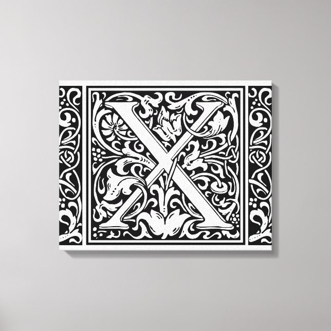 Letter X Medieval Monogram Art Nouveau Canvas Print (Front)