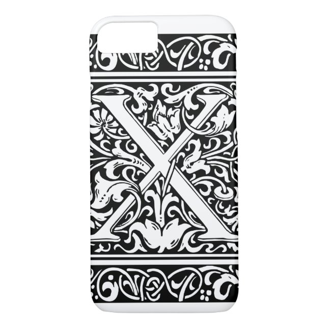 Letter X Medieval Monogram Art Nouveau Case-Mate iPhone Case (Back)