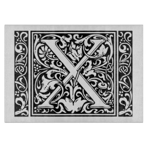 Letter X Medieval Monogram Art Nouveau Cutting Board