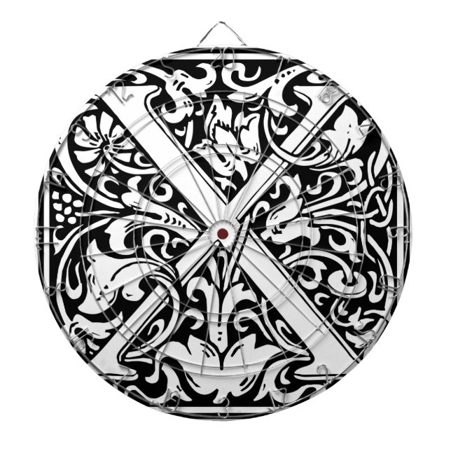 Letter X Medieval Monogram Art Nouveau Dartboard (Front)
