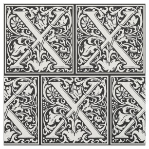 Letter X Medieval Monogram Art Nouveau Fabric