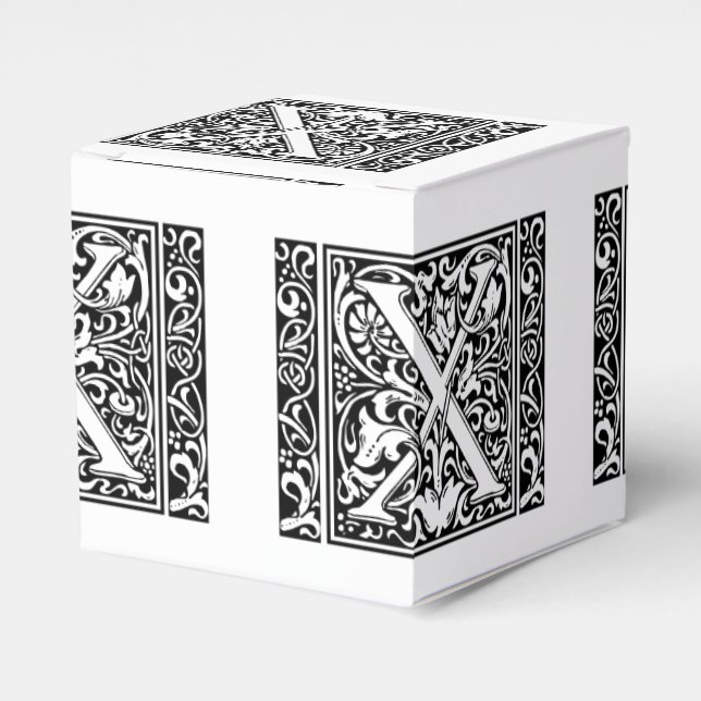Letter X Medieval Monogram Art Nouveau Favor Box (Front Side)