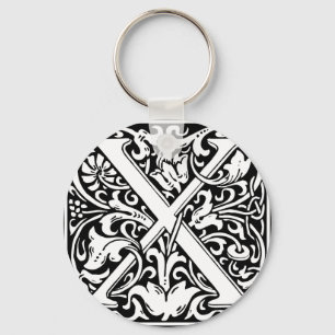 Letter X Medieval Monogram Art Nouveau Keychain