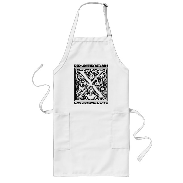 Letter X Medieval Monogram Art Nouveau Long Apron (Front)