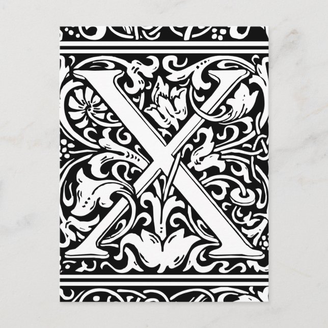 Letter X Medieval Monogram Art Nouveau Postcard (Front)