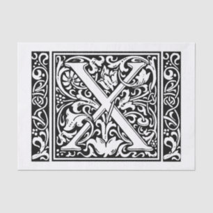 Letter X Medieval Monogram Art Nouveau Tissue Paper