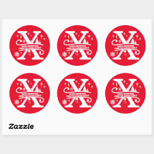 Letter X Monogram Initial Family Name Greeting Classic Round Sticker