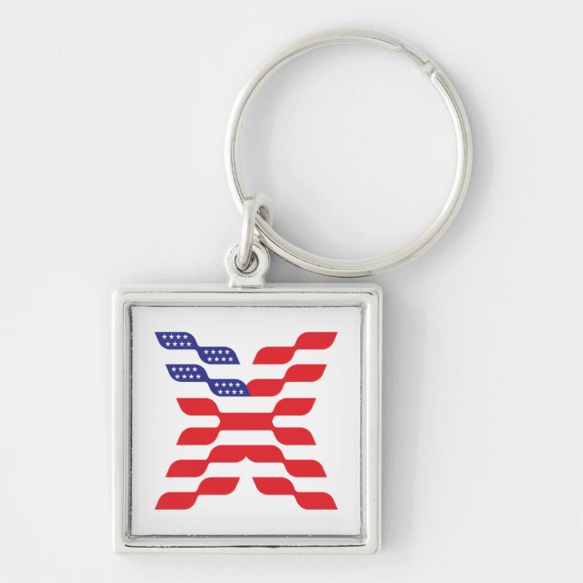 Letter X Monogram USA Flag Keychain (Front)
