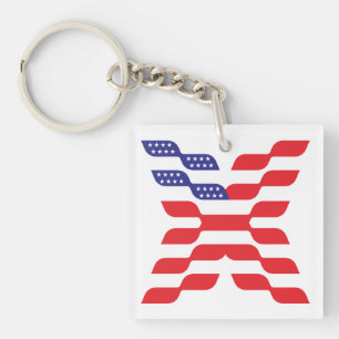 Letter X Monogram USA Flag Keychain