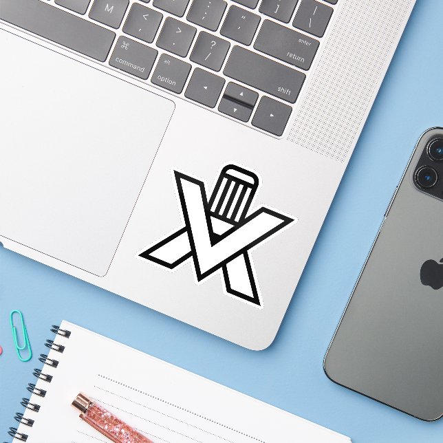 Letter X Monogram with Pencil (Laptop w/ iPhone)