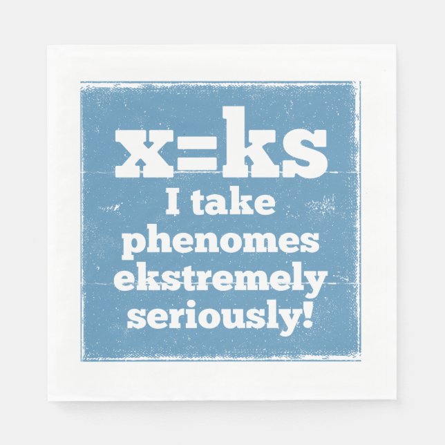 letter x phenome ks sound phonics napkin (Front)