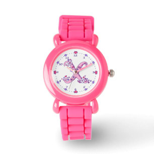 Letter X pink monogram personalized girls watch