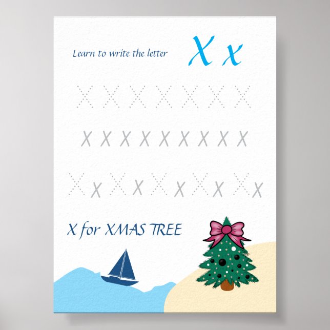 Letter X Tracing Poster for Kids (Front)