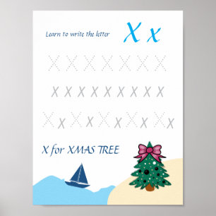Letter X Tracing Poster for Kids