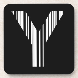 LETTER Y BAR CODE First Initial Barcode Pattern Coaster
