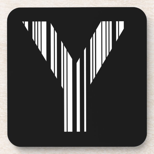 LETTER Y BAR CODE First Initial Barcode Pattern Coaster (Front)