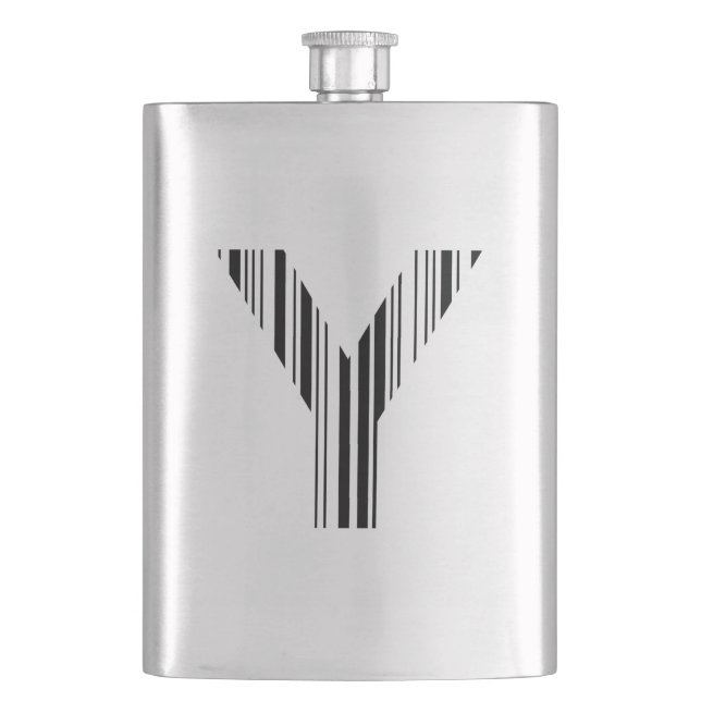 LETTER Y BAR CODE First Initial Barcode Pattern Hip Flask (Front)