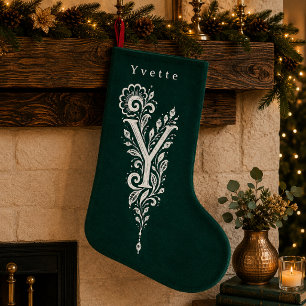 Letter Y Botanical Monogram Personalized Stocking