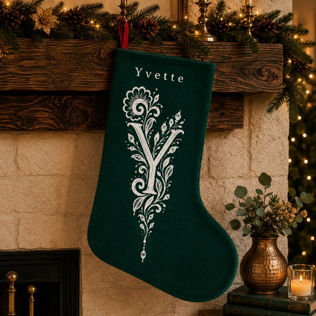 Letter Y Botanical Monogram Personalized Stocking (Creator Uploaded)