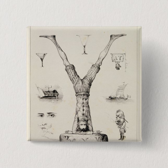 Letter Y from an alphabet primer 2 Inch Square Button (Front)