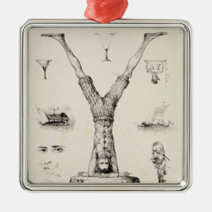 Letter Y from an alphabet primer Metal Ornament