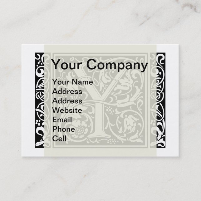 Letter Y Medieval Monogram Art Nouveau Business Card (Front)