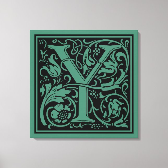 Letter Y Medieval Monogram Art Nouveau Canvas Print (Front)