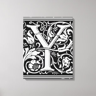 Letter Y Medieval Monogram Art Nouveau Canvas Print