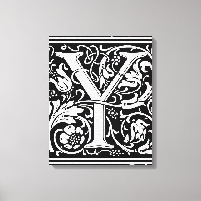 Letter Y Medieval Monogram Art Nouveau Canvas Print (Front)